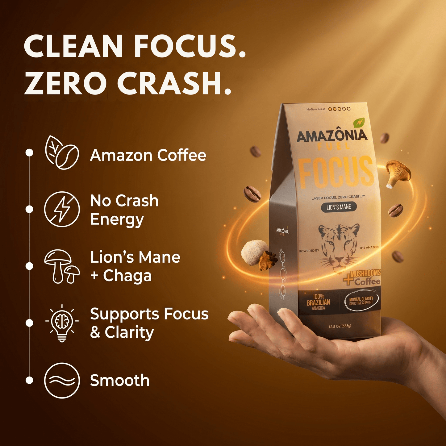 Focus Ground Mushroom Coffee - Amazonia Fuel